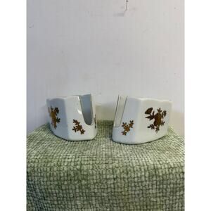 Andrea by Sadek Spoon Rests Set of 2 Gold Floral Porcelain Japan
